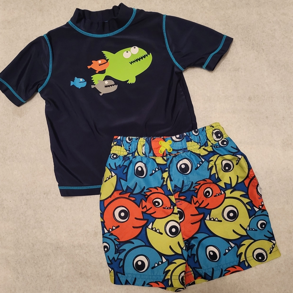 Rashguard swim top with matching swim trunks
